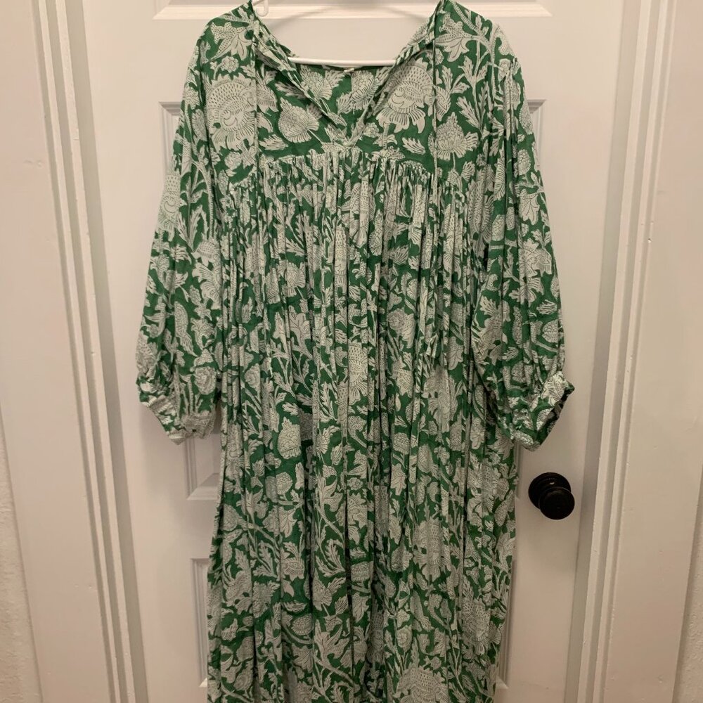 BabitaTex Women's Floral Cotton Block Print Midi Dress XL